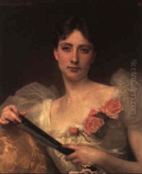 Femme A L'eventail Oil Painting by William-Adolphe Bouguereau