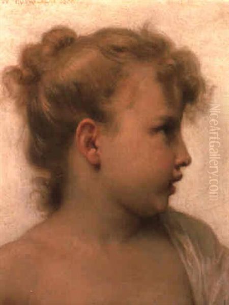 Etude: Tete De Petite Fille (visage De Profil) Oil Painting by William-Adolphe Bouguereau