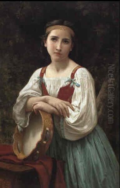 Bohemienne Au Tambour De Basque Oil Painting by William-Adolphe Bouguereau