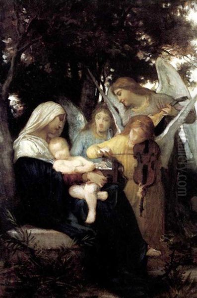 Virgin And Child With Musical Angels Oil Painting by William-Adolphe Bouguereau