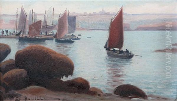 Port De Peche A Ploumanach Oil Painting by Etienne Bouille