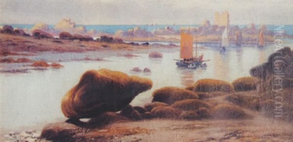 Barque Dans L'estuaire Sur La Cote De Granit Rose by Etienne Bouille