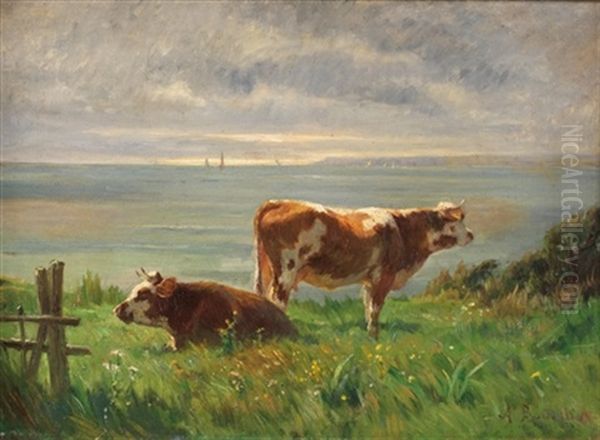 Paisaje Con Vacas Oil Painting by Amable Bouillier