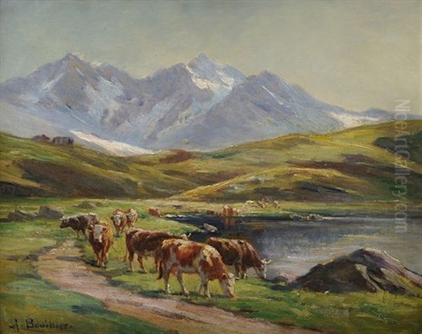 Vaches Au Paturage Oil Painting by Amable Bouillier