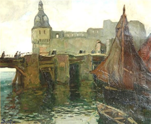 Concarneau La Ville Close Oil Painting by Georges Bouillon