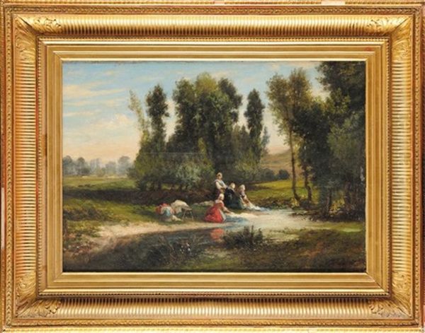 Les Lavandieres Oil Painting by Louis Jean Baptiste Boulange