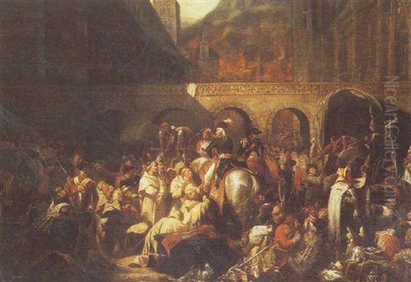 Les Armees Francaises Aux Abords D'un Monastere by Clement Boulanger