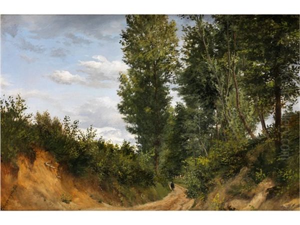 Landschaftsgemalde Mit Allee Oil Painting by Francois Jean Louis Boulanger