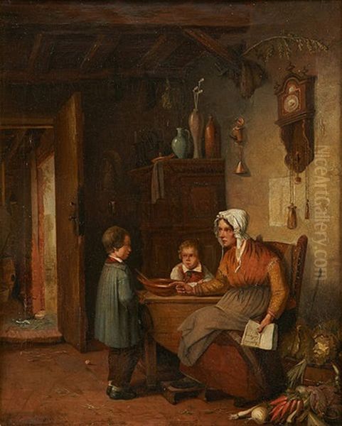 La Lecon De Lecture Oil Painting by Francois Jean Louis Boulanger