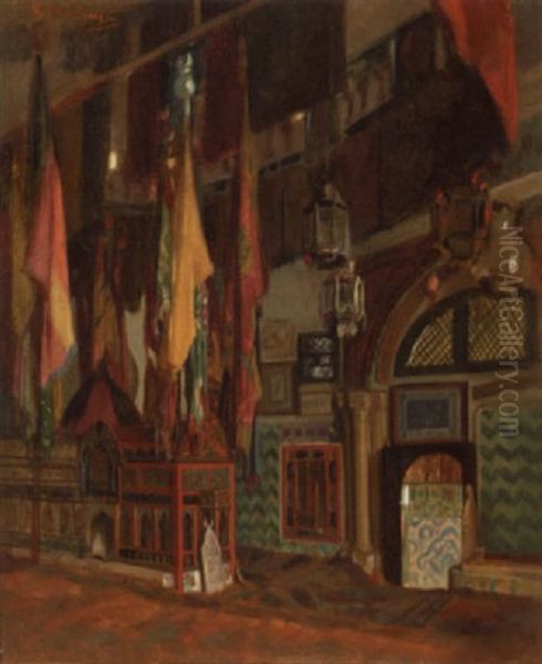 Mosque Interiors Oil Painting by Gustave Clarence Rodolphe Boulanger