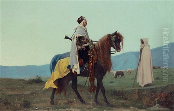 An Arab Cavalier Oil Painting by Gustave Clarence Rodolphe Boulanger