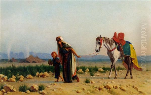 The Eviction Of Hagar And Ishmael Oil Painting by Gustave Clarence Rodolphe Boulanger