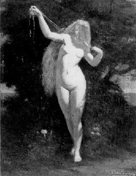 A Standing Nude Oil Painting by Gustave Clarence Rodolphe Boulanger