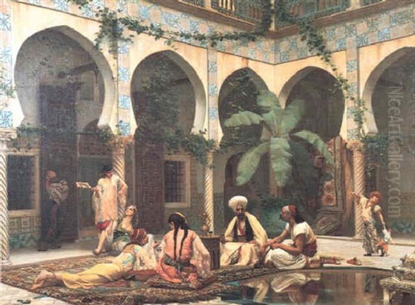 Arabian Harem Oil Painting by Gustave Clarence Rodolphe Boulanger