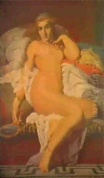 Nu Au Miroir Oil Painting by Gustave Clarence Rodolphe Boulanger