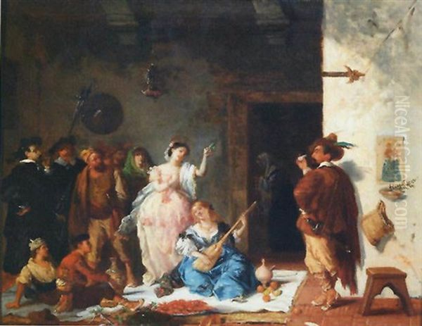 Concert A La Mode Orientale Oil Painting by Louis Boulanger