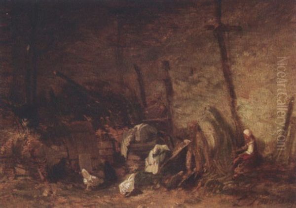 Schuppen Oil Painting by Louis Boulanger