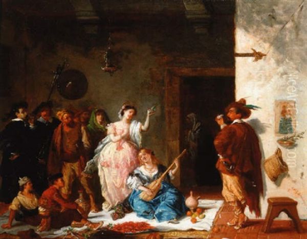 Concert A La Mode Orientale Oil Painting by Louis Boulanger