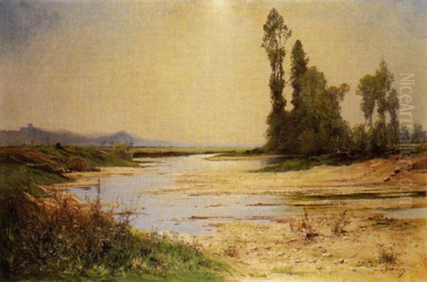 Bord De Riviere Oil Painting by Louis Boulanger