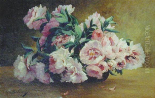 Pivoines Oil Painting by Louis Boulanger