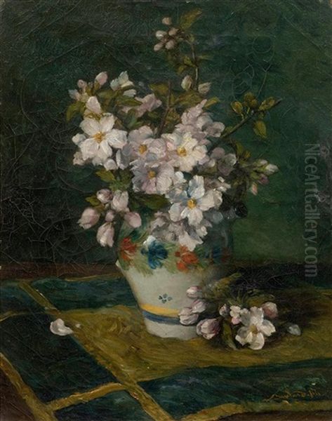 Apple Blossom In A Jug Oil Painting by Auguste Boulard Jr.