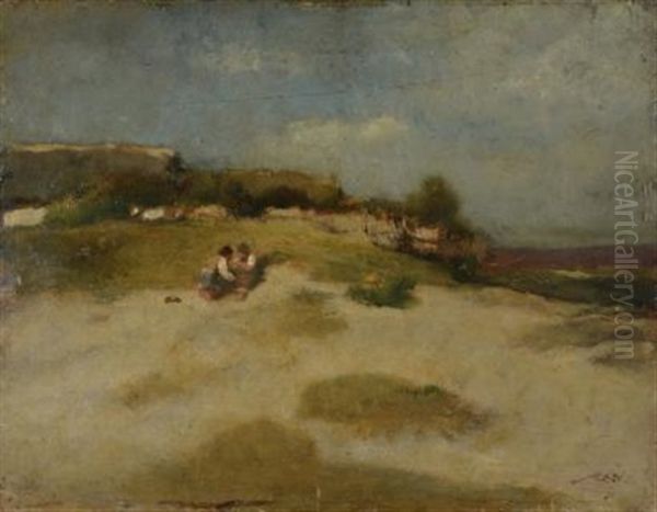 Jeunes Enfants Dans Les Dunes Oil Painting by Auguste Boulard Sr.