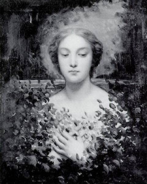 Femme Aux Fleurs Oil Painting by Auguste Boulard Sr.