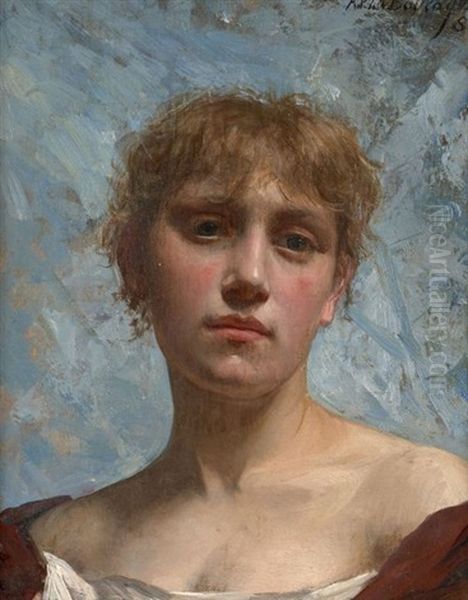 Portrait D'une Jeune Fille En Buste Oil Painting by Paul Antoine de la Boulaye