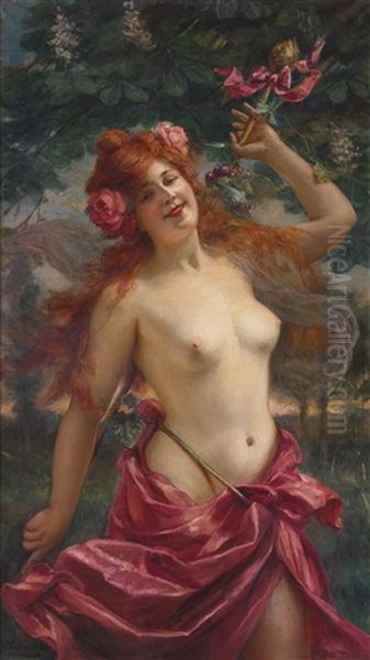 Bacchante Oil Painting by Paul Antoine de la Boulaye