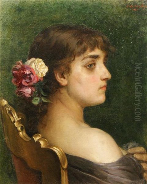 Portrait Of A Woman Oil Painting by Paul Antoine de la Boulaye