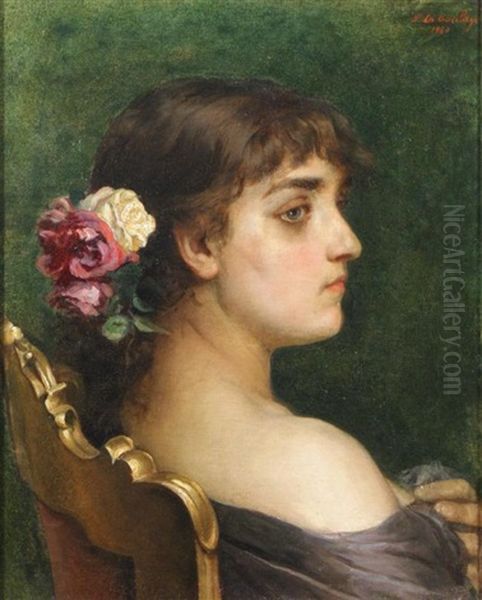 Portrait Of A Woman Oil Painting by Paul Antoine de la Boulaye