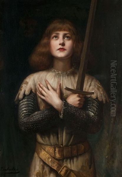 Sainte Jeanne D'arc Oil Painting by Paul Antoine de la Boulaye