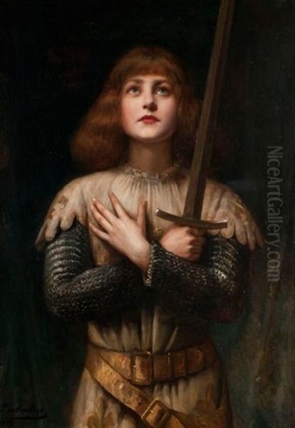 Sainte Jeanne D'arc Oil Painting by Paul Antoine de la Boulaye