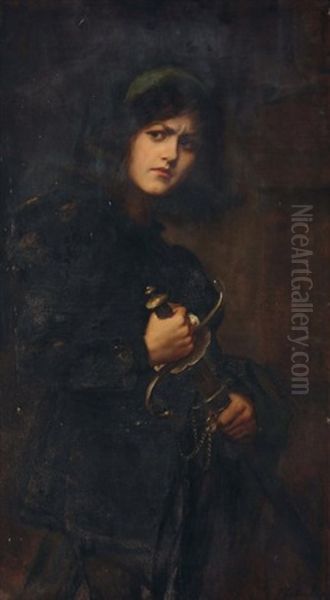 Femme A L'epee Oil Painting by Paul Antoine de la Boulaye