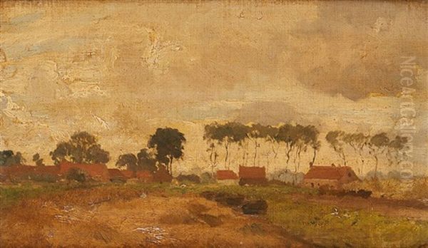 Paysage En Flandres Oil Painting by Hippolyte Emmanuel Boulenger