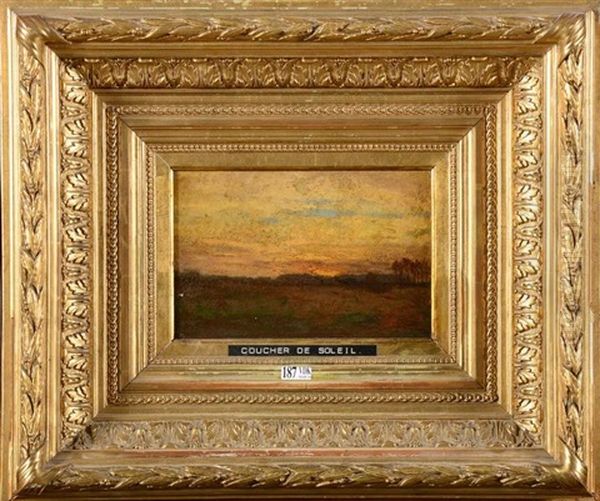 Coucher De Soleil A Tervueren Oil Painting by Hippolyte Emmanuel Boulenger