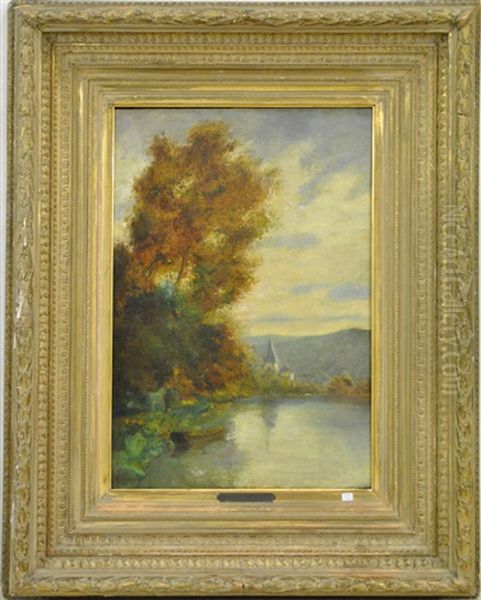 Paysage Au Lac Oil Painting by Hippolyte Emmanuel Boulenger