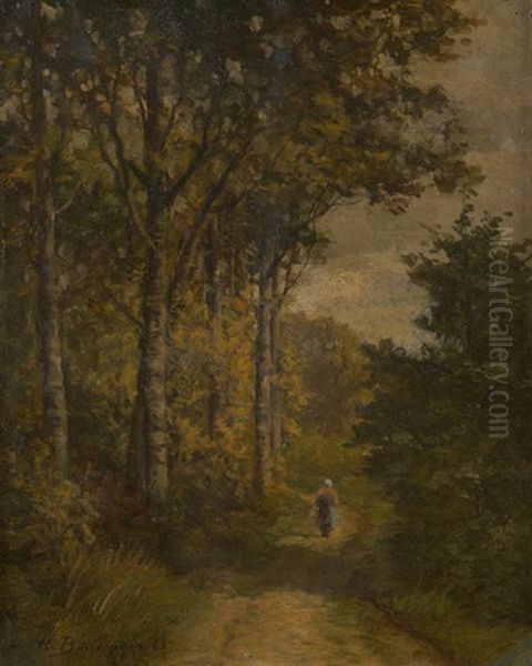 Dans Le Chemin Creux Oil Painting by Hippolyte Emmanuel Boulenger