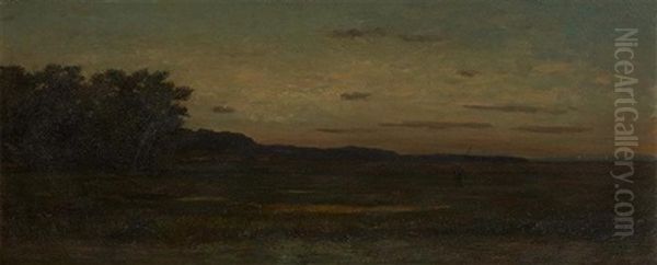 Coucher De Soleil Oil Painting by Hippolyte Emmanuel Boulenger