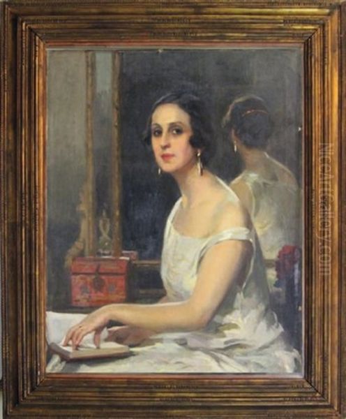 Portrait De Mademoiselle Dresch, Epouse De Georges Reynald, Senateur De L'ariege Oil Painting by Cyprien Eugene Boulet