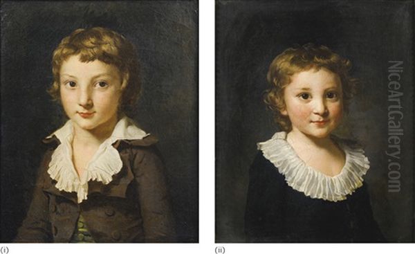 Portraits Presumes De Joseph Cros Et Son Frere Oil Painting by Marie-Genevieve Bouliard