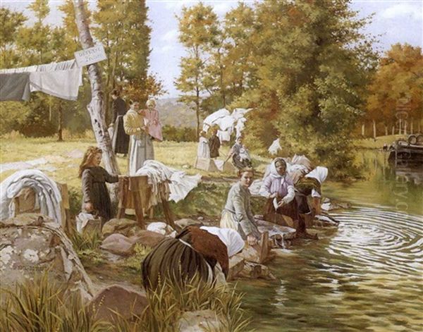 The Washing Party Oil Painting by Abel Boulineau