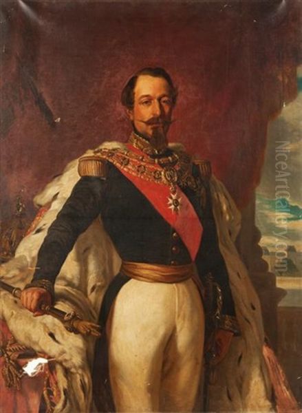 Portrait De Napoleon Iii (after Franz Xaver Winterhalter) Oil Painting by Aristide Boulineau