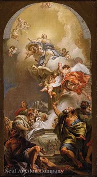 The Assumption Of The Virgin (sketch For An Altarpiece) Oil Painting by Bon de Boullonge