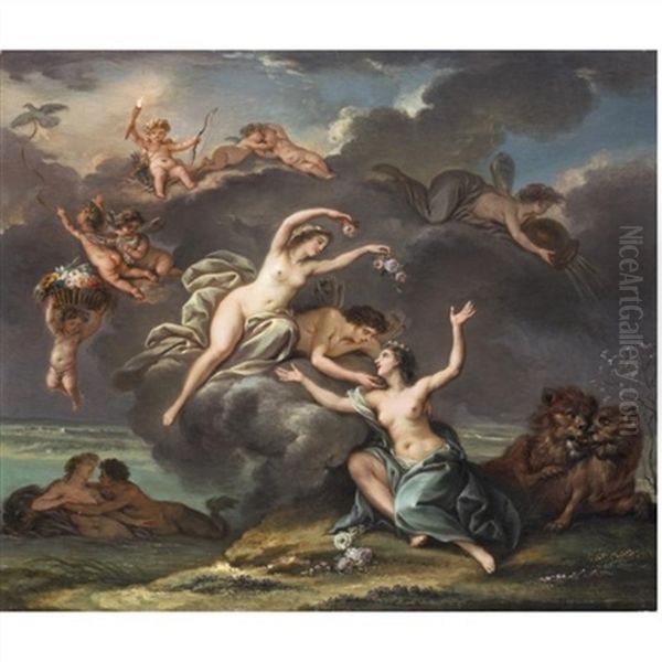 Cupid And Psyche Crowning Cybele Oil Painting by Louis de Boulogne the Elder