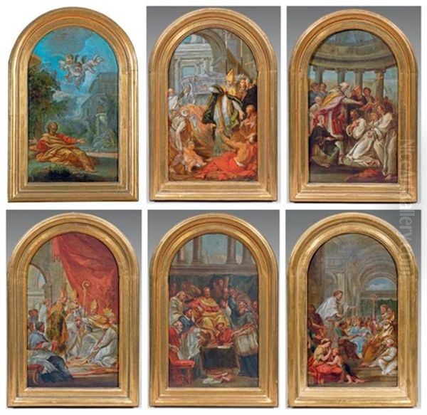 Suite De Six Esquisses Sur La Vie De Saint Augustin (6 Sketches) Oil Painting by Louis de Boulogne the Younger