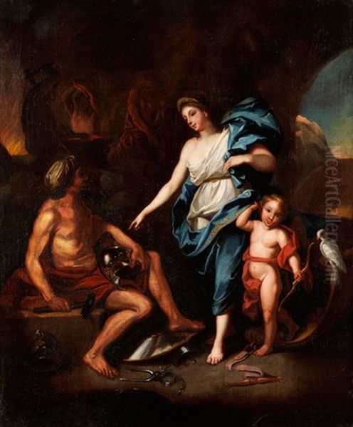 Venus Mit Dem Amorknaben In Der Schmiede Des Vulkan Oil Painting by Louis de Boulogne the Younger