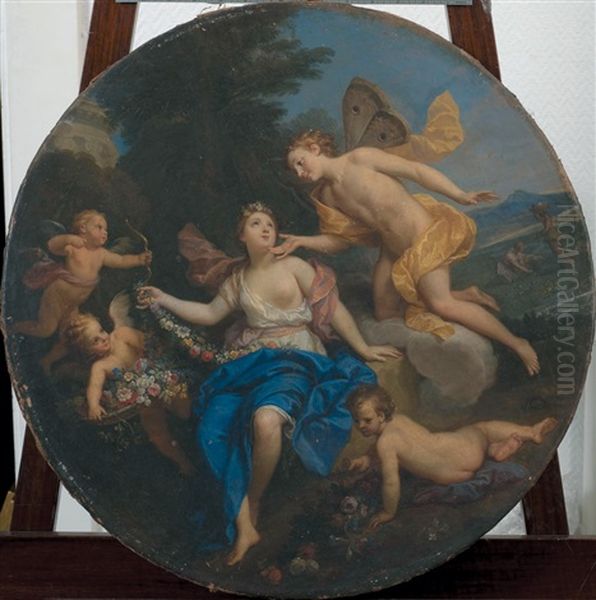 Flore Et Zephyr Oil Painting by Louis de Boulogne the Younger