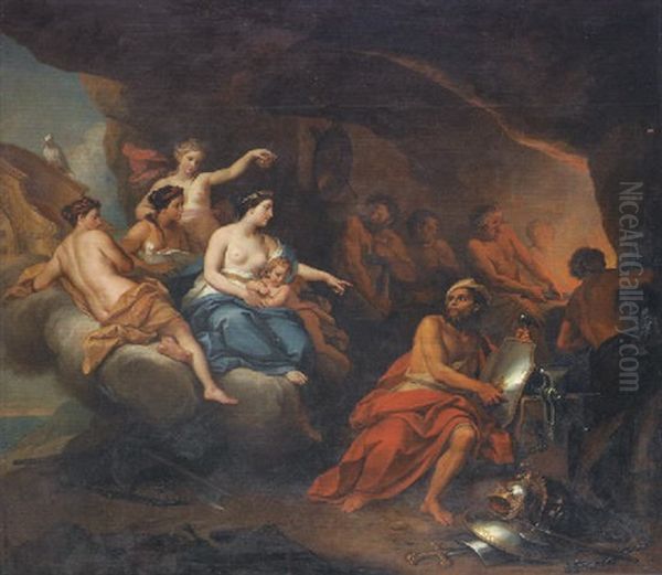 Le Feu Ou Venus Demandant A Vulcuain Des Armes Pour Enee Oil Painting by Louis de Boulogne the Younger