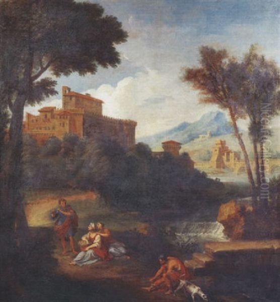 Personnages Dans Un Paysage Avec Forteresse Oil Painting by Louis de Boulogne the Younger